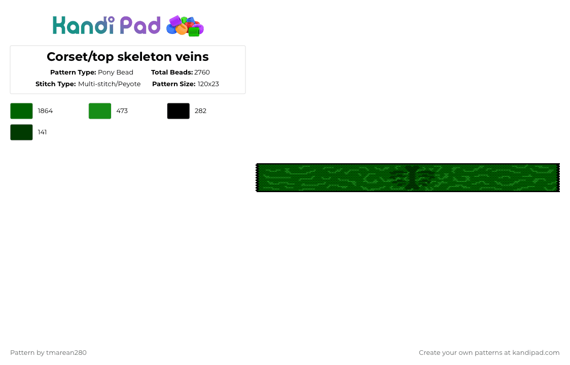 Corset/top skeleton veins - Pony Bead Pattern by tmarean280 on Kandi Pad - green,corset,top
