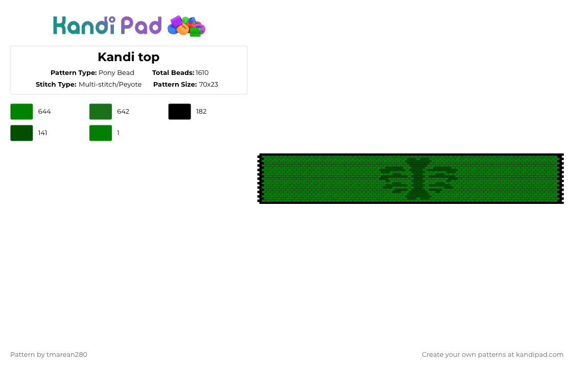 Kandi top - Pony Bead Pattern by tmarean280 on Kandi Pad - green,cotdpunkrock,corset,top