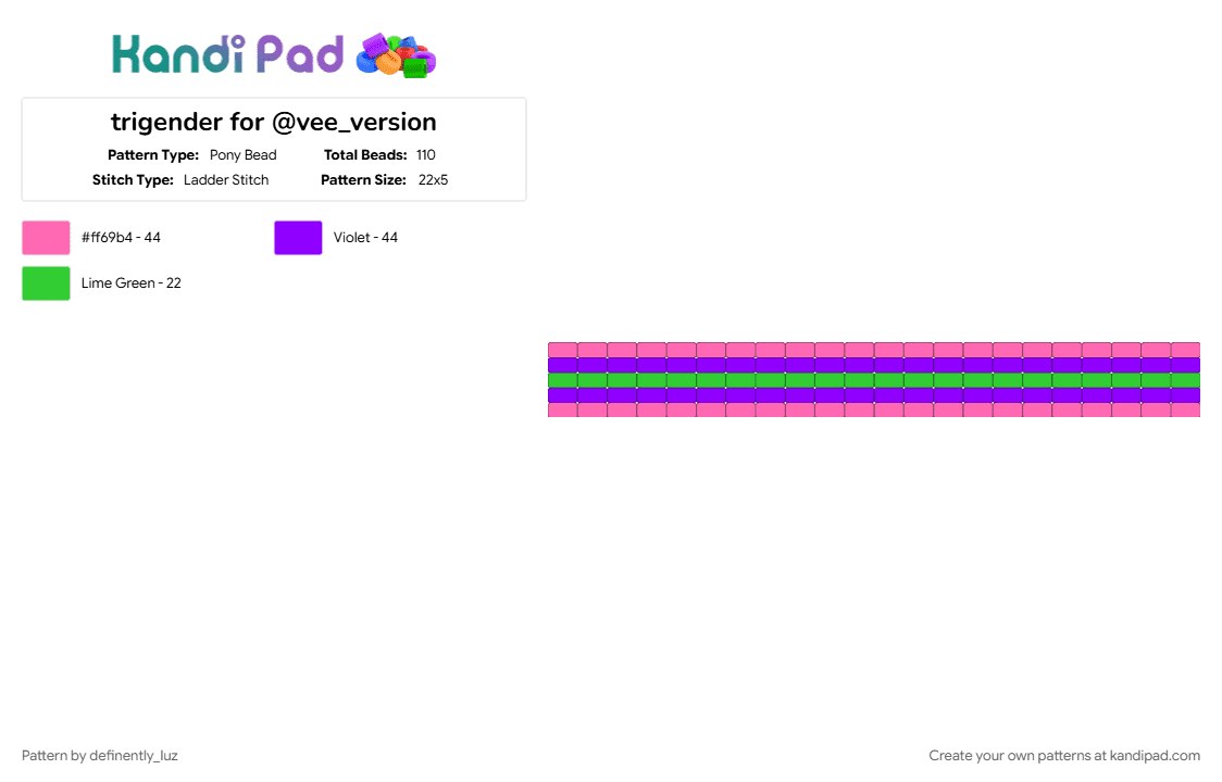 trigender for @vee_version - Pony Bead Pattern by definently_luz on Kandi Pad - pink, purple