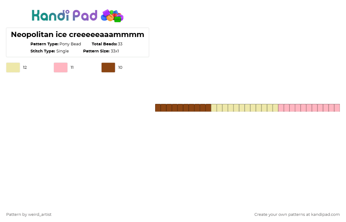 Neopolitan ice creeeeeaaammmm - Pony Bead Pattern by snoopygurl on Kandi Pad - pink,yellow