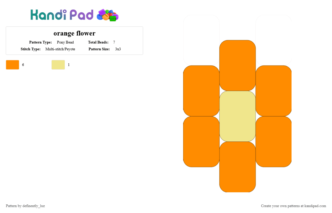 orange flower - Pony Bead Pattern by definitely_luz on Kandi Pad - orange