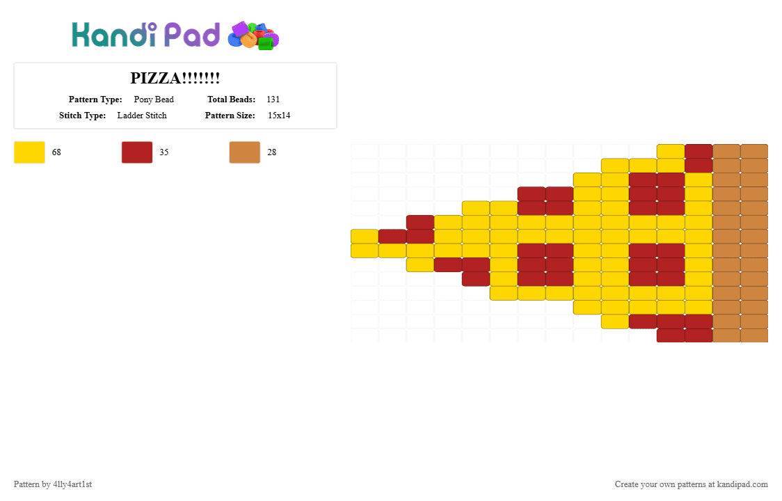 PIZZA!!!!!!! - Pony Bead Pattern by snoopygurl on Kandi Pad - yellow