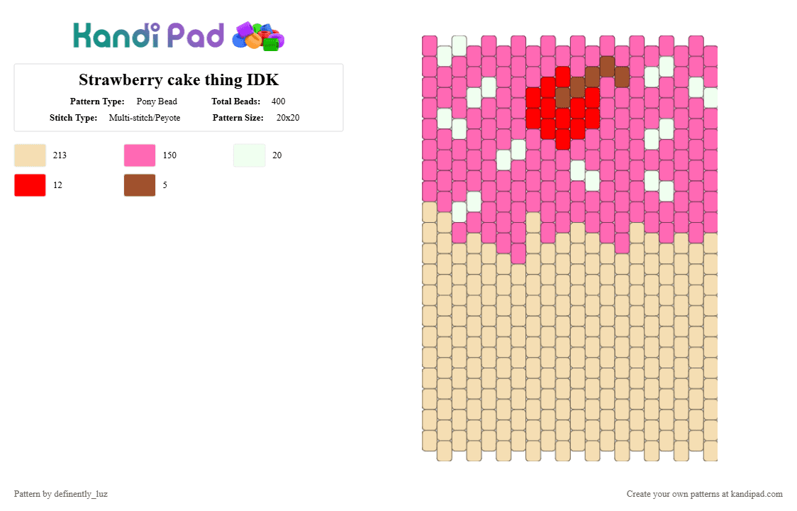 Strawberry cake thing IDK - Pony Bead Pattern by definently_luz on Kandi Pad - beige, pink