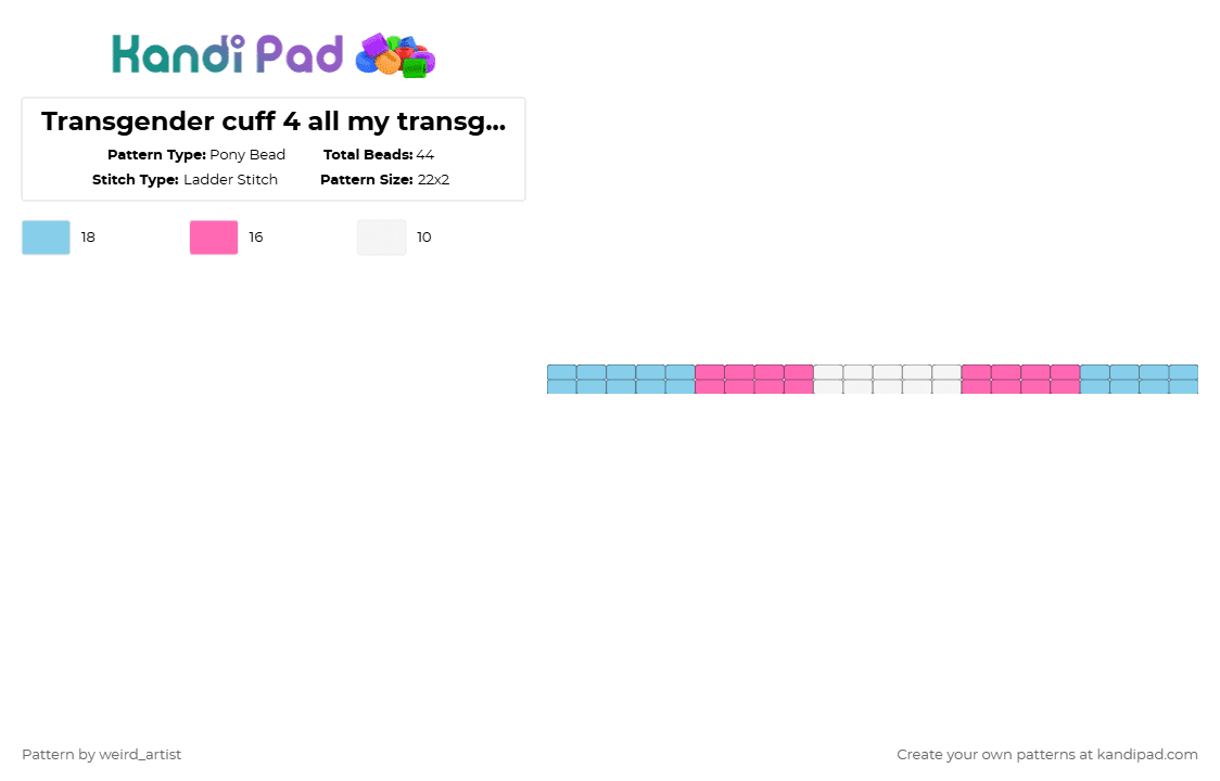 Transgender cuff 4 all my transgender peeps - Pony Bead Pattern by definently_luz on Kandi Pad - light blue, pink