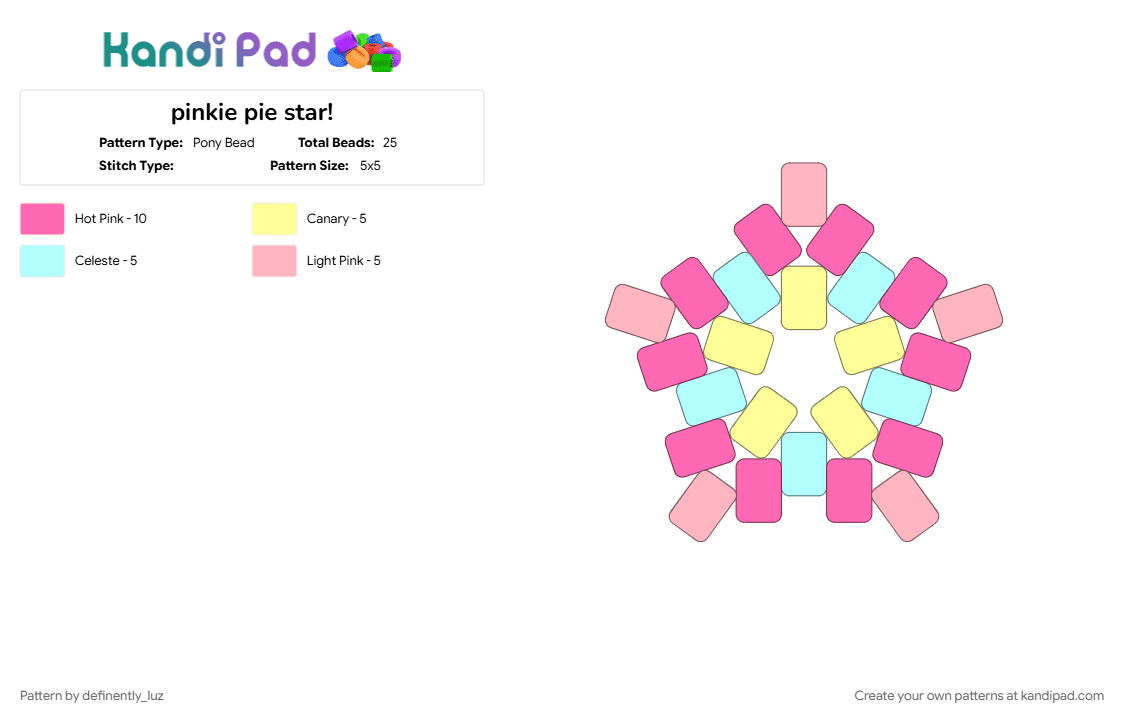 pinkie pie star! - Pony Bead Pattern by definently_luz on Kandi Pad - pink