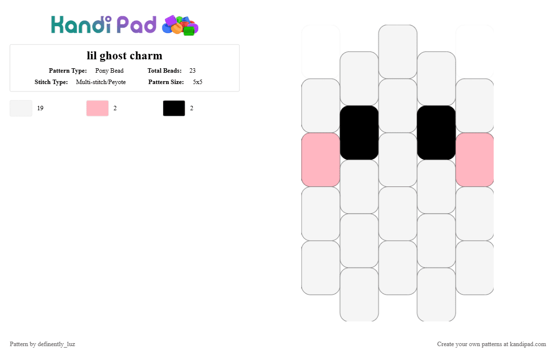 lil ghost charm - Pony Bead Pattern by definitely_luz on Kandi Pad - white
