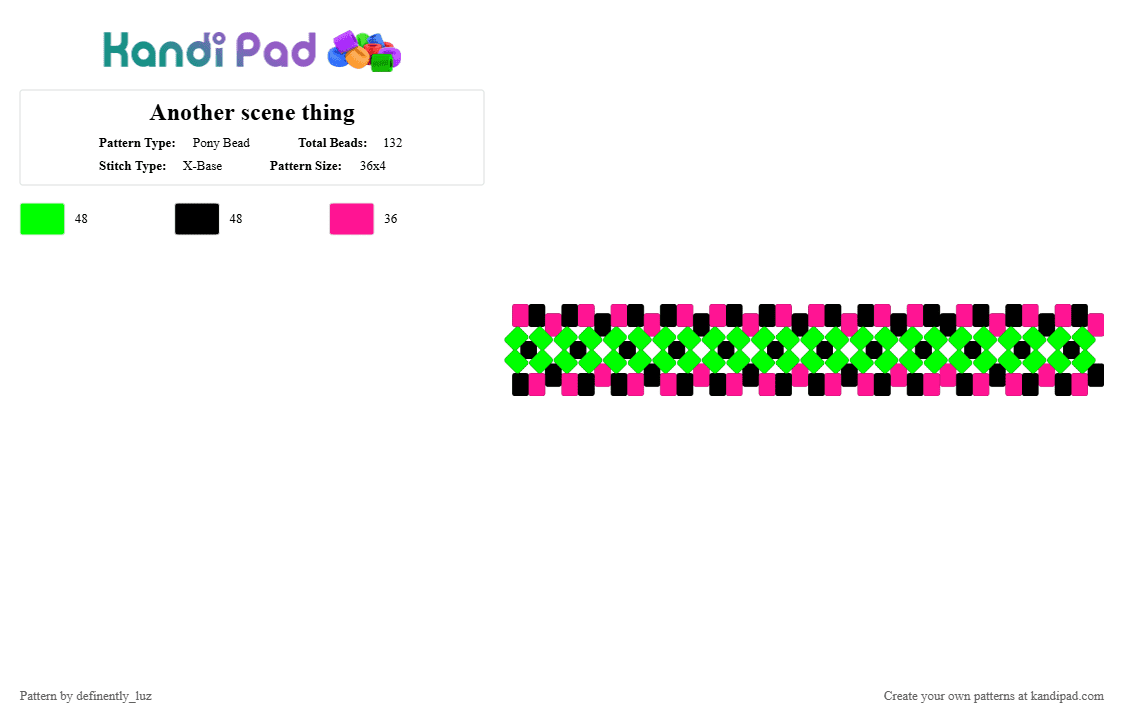 Another scene thing - Pony Bead Pattern by definently_luz on Kandi Pad - green, pink
