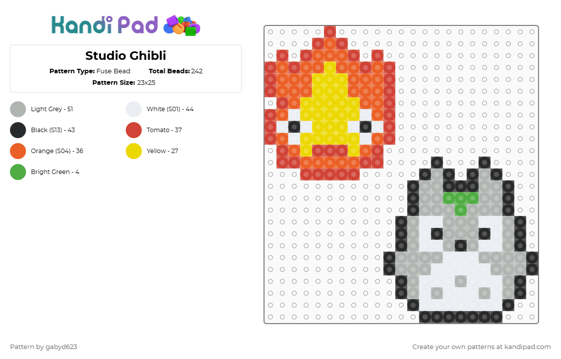 Studio Ghibli - Fuse Bead Pattern by gabyd623 on Kandi Pad - red,orange,beige