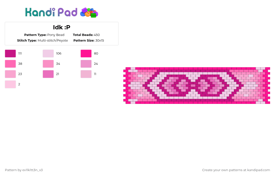Idk :P - Pony Bead Pattern by ev1lk1tt3n_x3 on Kandi Pad - pink