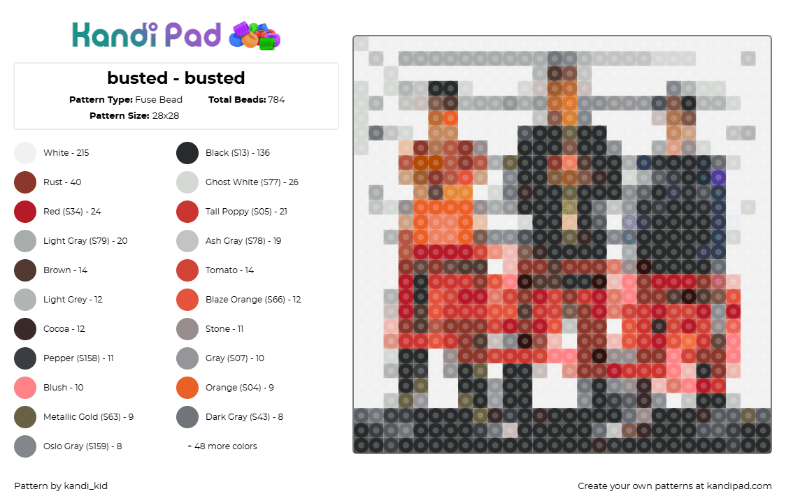 busted - busted - Fuse Bead Pattern by kandi_kid on Kandi Pad - busted,album,band,music,red,black