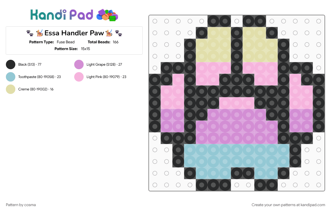 essa handler paw - Fuse Bead Pattern by cosma on Kandi Pad - community, cosma, essa, flag, pin, pink