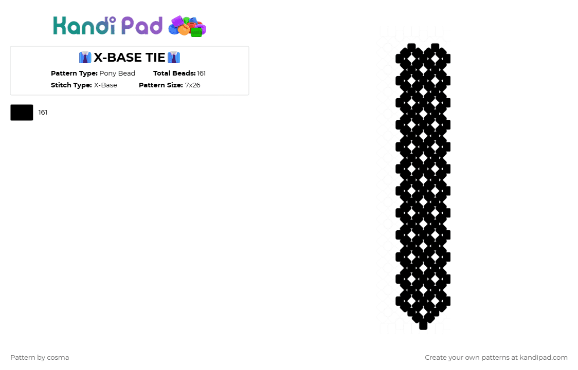 x-base tie :-O - Pony Bead Pattern by cosma on Kandi Pad - black, idk, tie, xbase