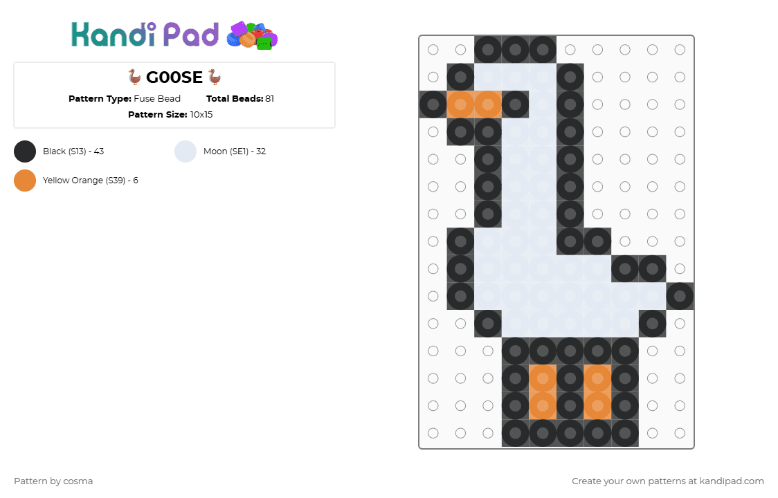 🪿G00SE🪿 - Fuse Bead Pattern by cosma on Kandi Pad - white