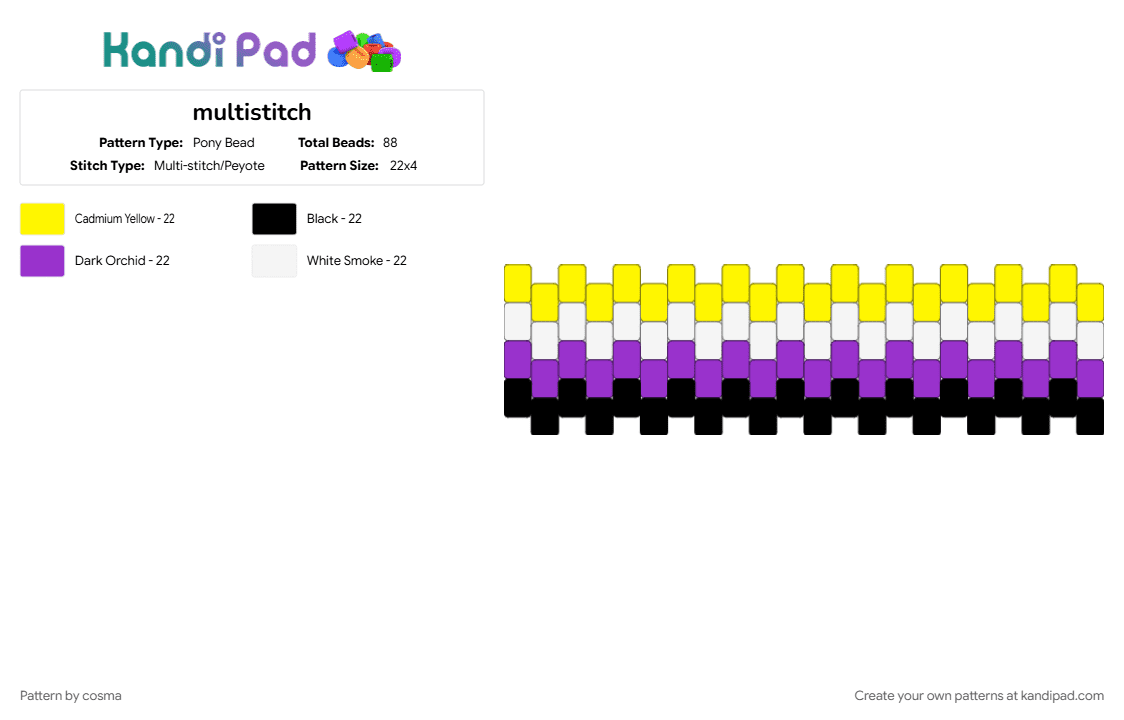 multistitch - Pony Bead Pattern by cosma on Kandi Pad - purple, yellow