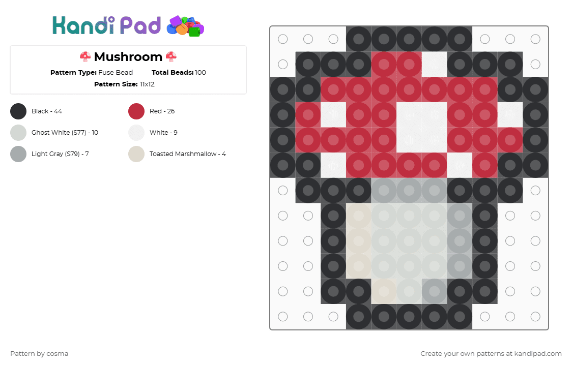 🍄Mushroom🍄 - Fuse Bead Pattern by cosma on Kandi Pad - red