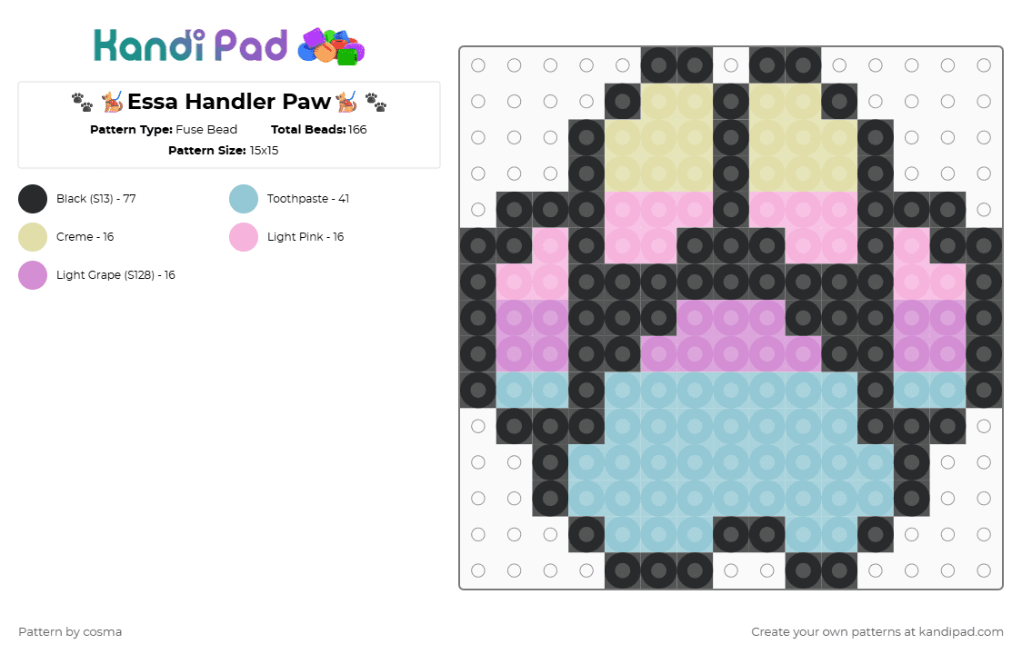 🐾🐕‍🦺Essa Handler Paw🐕‍🦺🐾 - Fuse Bead Pattern by cosma on Kandi Pad - light blue,pink
