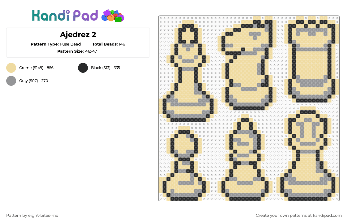 Ajedrez 2 - Fuse Bead Pattern by eight-bites-mx on Kandi Pad - beige,chees,ajedrez,gameboards