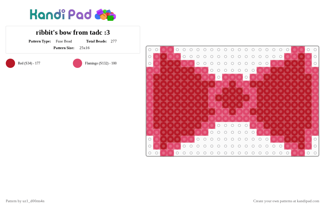 ribbit\'s bow from tadc :3 - Fuse Bead Pattern by uz1_d00rm4n on Kandi Pad - gangle, jax, kinger, pomni, ragatha, red, ribbit, tadc, zooble