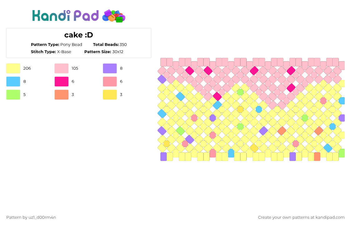 cake :D - Pony Bead Pattern by uz1_d00rm4n on Kandi Pad - pink,yellow,cotdcake