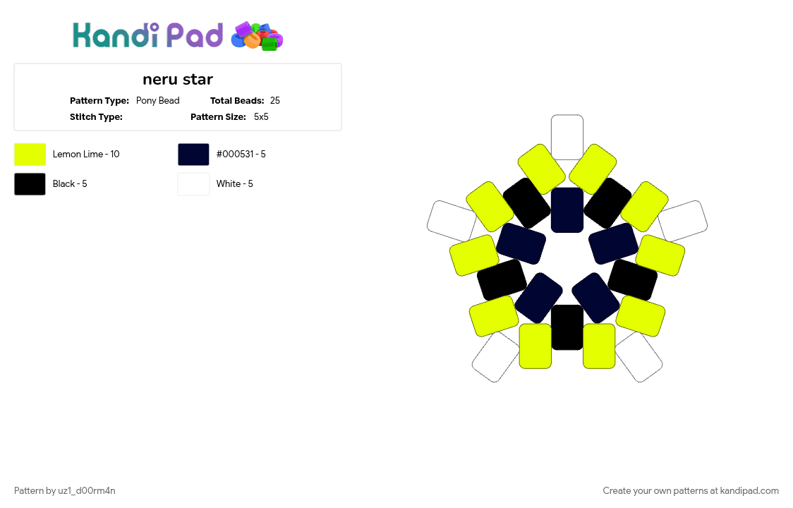 neru star - Pony Bead Pattern by uz1_d00rm4n on Kandi Pad - e, eeeeeeeeeeeeeeeeeeeeeeeeeeeeee, help, im also still tired, im still really bored, neru, vocaloid, white, yellow, yellow miku xd
