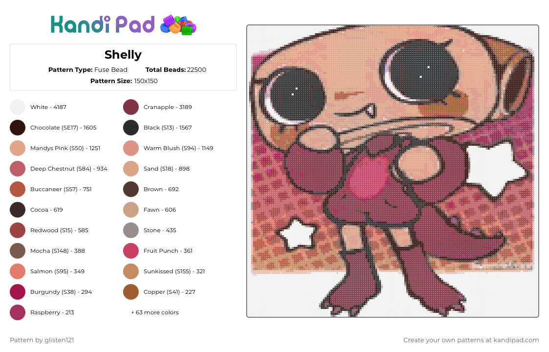 Shelly - Fuse Bead Pattern by glisten121 on Kandi Pad - beige, brown, red