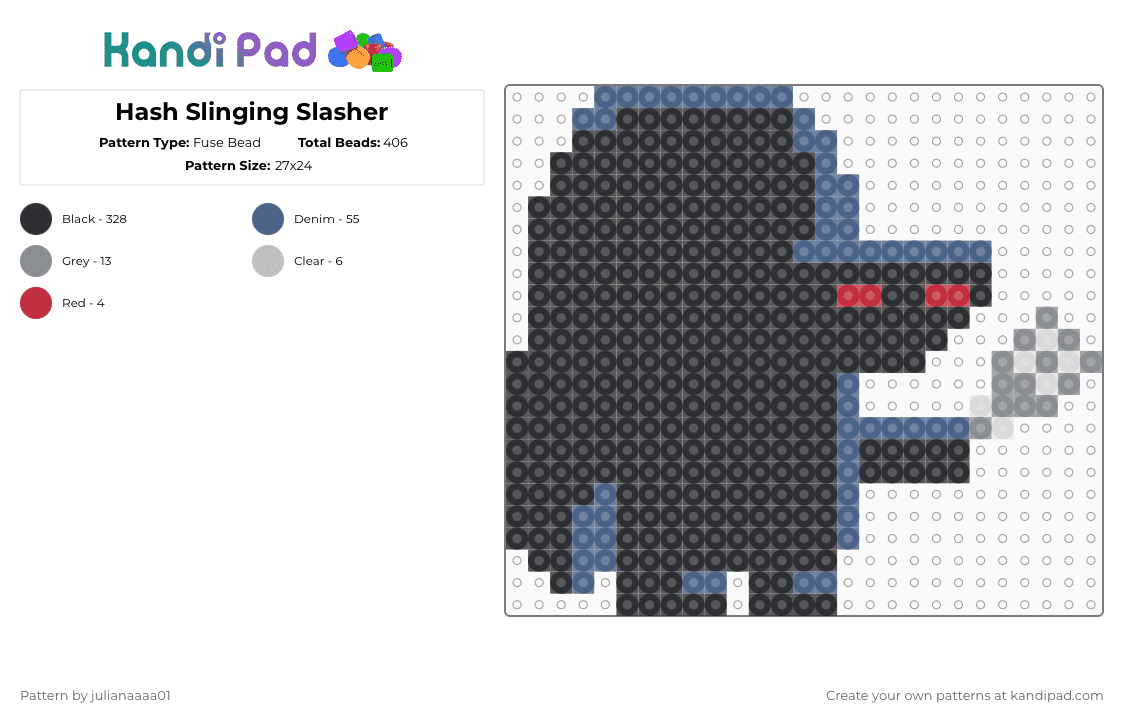 Hash Slinging Slasher - Fuse Bead Pattern by julianaaaa01 on Kandi Pad - black,blue