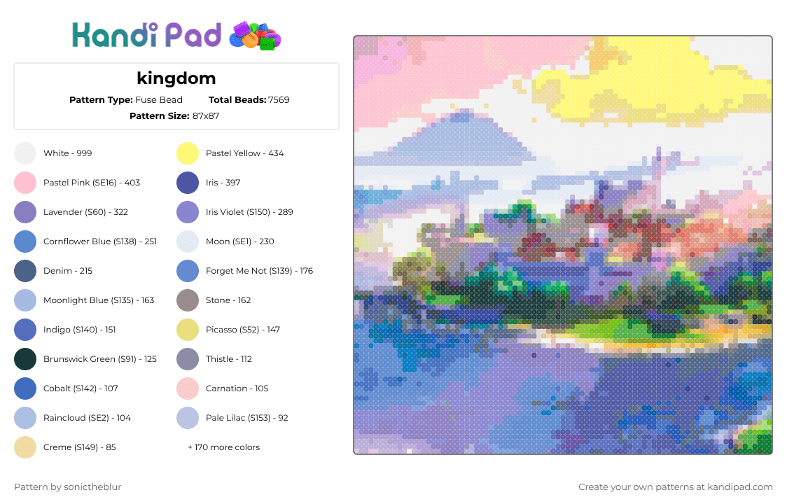 kingdom - Fuse Bead Pattern by sonictheblur on Kandi Pad - pink,yellow,purple,gray,colorful