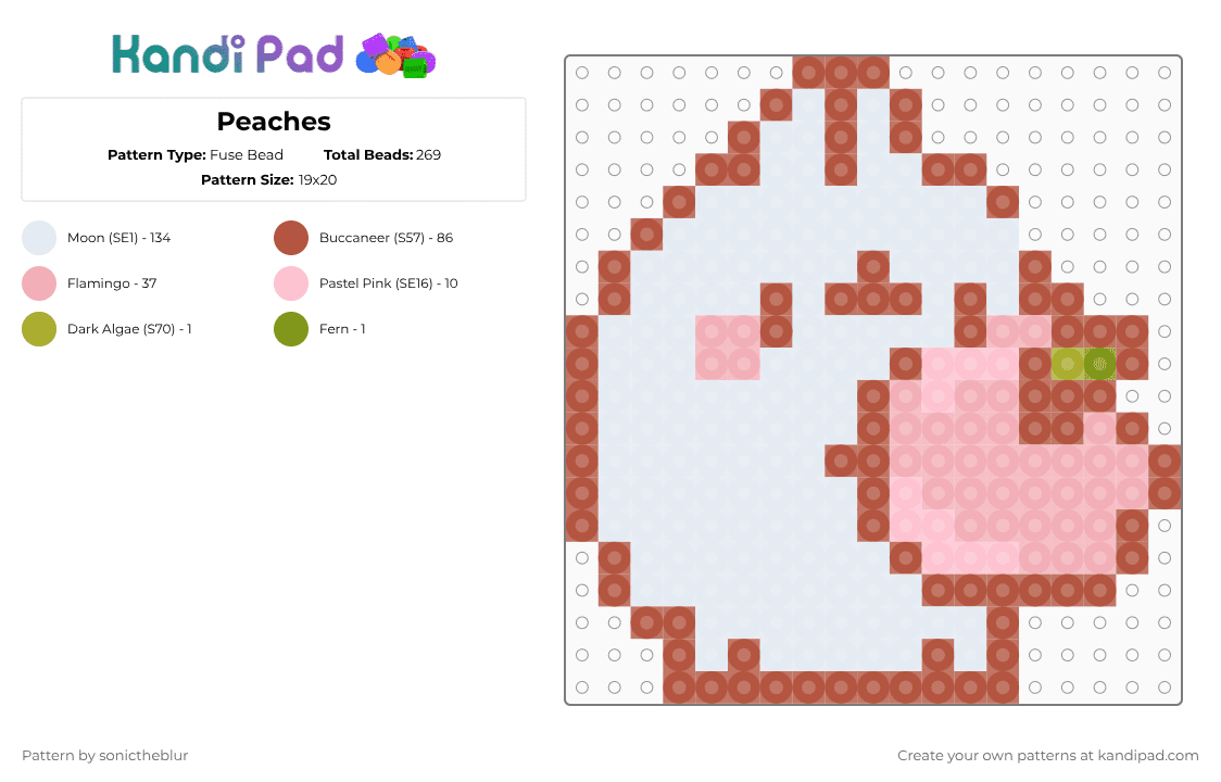 Peaches - Fuse Bead Pattern by sonictheblur on Kandi Pad - white,red,beige