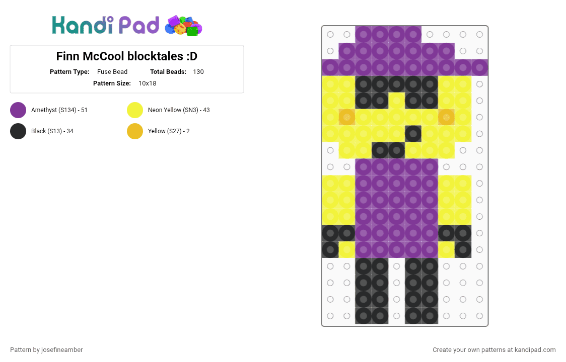 Finn McCool blocktales :D - Fuse Bead Pattern by josefineamber on Kandi Pad - pink, yellow