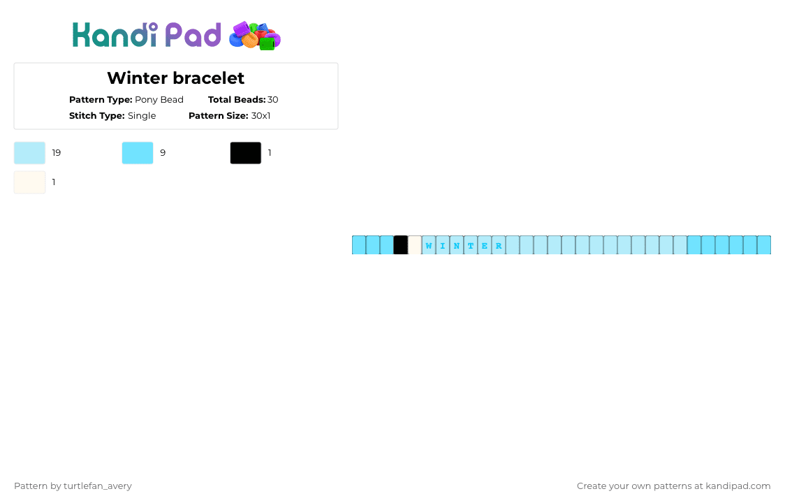 Winter bracelet - Pony Bead Pattern by turtlefan_avery on Kandi Pad - light blue