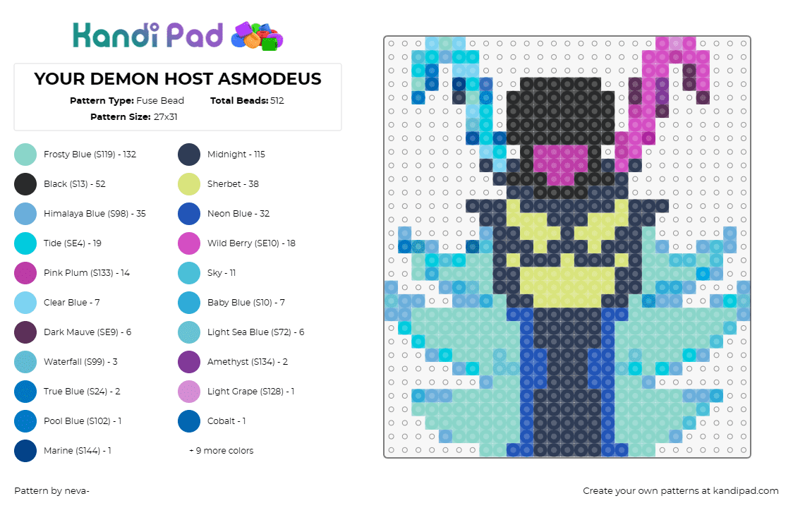 YOUR DEMON HOST ASMODEUS - Fuse Bead Pattern by neva- on Kandi Pad - annapantsu,youtube,asmodeus,music,demon,host,character,performance,entertainment