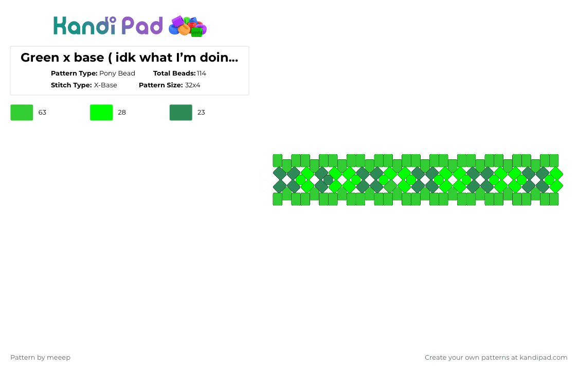 Green x base ( idk what I’m doing anymore) - Pony Bead Pattern by meeep on Kandi Pad - green