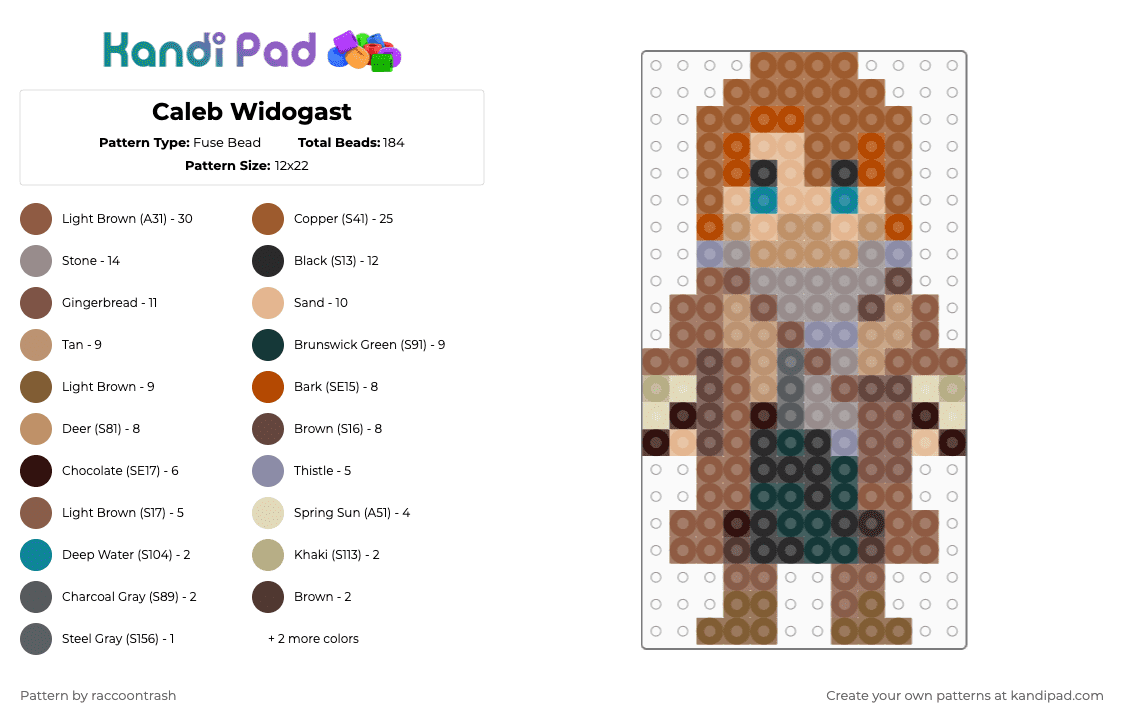 Caleb Widogast - Fuse Bead Pattern by raccoontrash on Kandi Pad - tan,beige,mighty nein,critical role,dnd,caleb