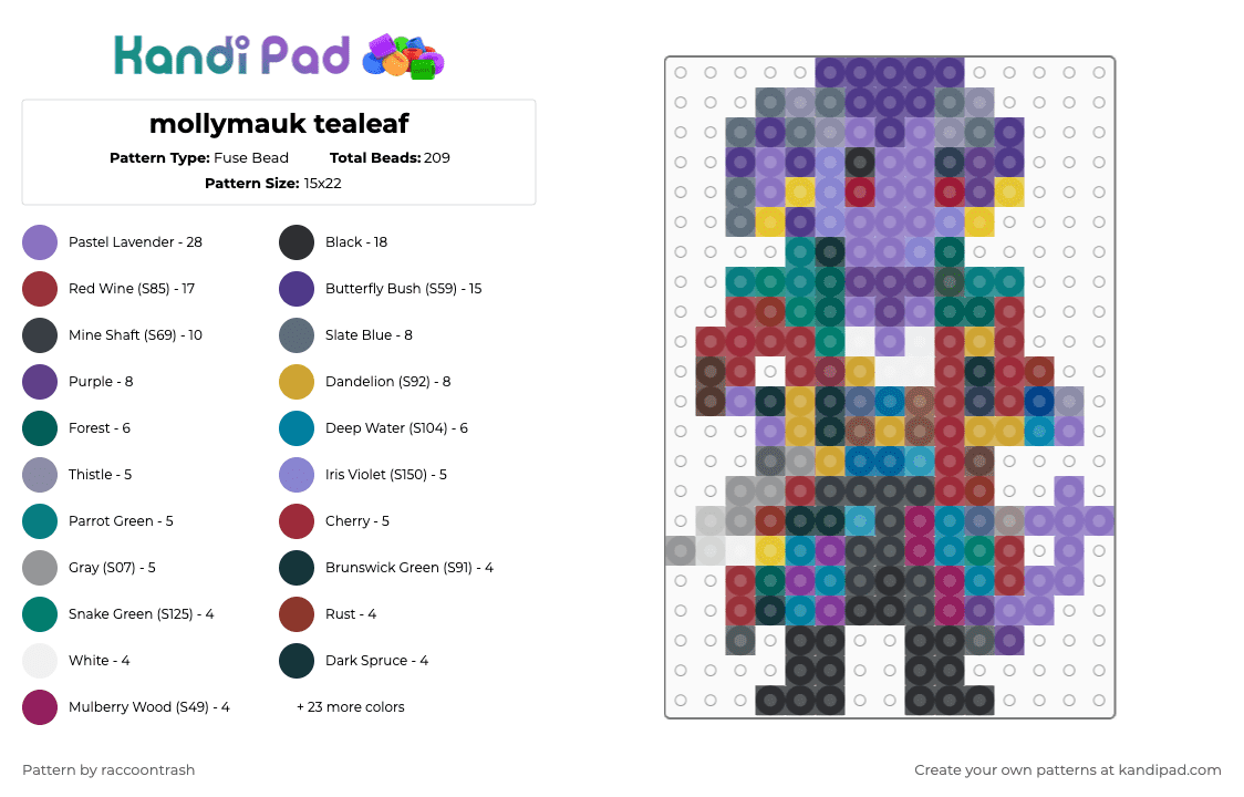 mollymauk tealeaf - Fuse Bead Pattern by raccoontrash on Kandi Pad - purple,gray,blue,red,colorful,mighty nein,critical role,dnd,mollymauk