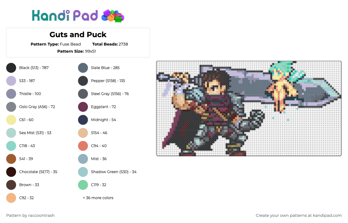 Guts and Puck Fuse Bead Pattern - Kandi Pad | Kandi Patterns, Fuse Bead ...
