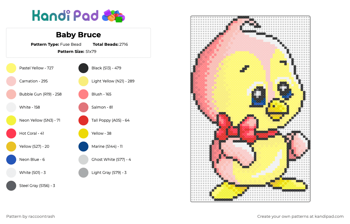 Baby Bruce - Fuse Bead Pattern by raccoontrash on Kandi Pad - beige,yellow,neopets,bruce,penguin,baby,cute