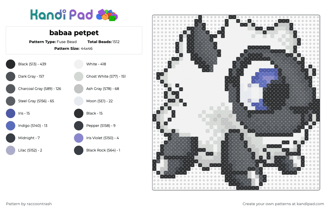 babaa petpet - Fuse Bead Pattern by raccoontrash on Kandi Pad - white,gray,neopets,babaa,sheep,lamb,petpet