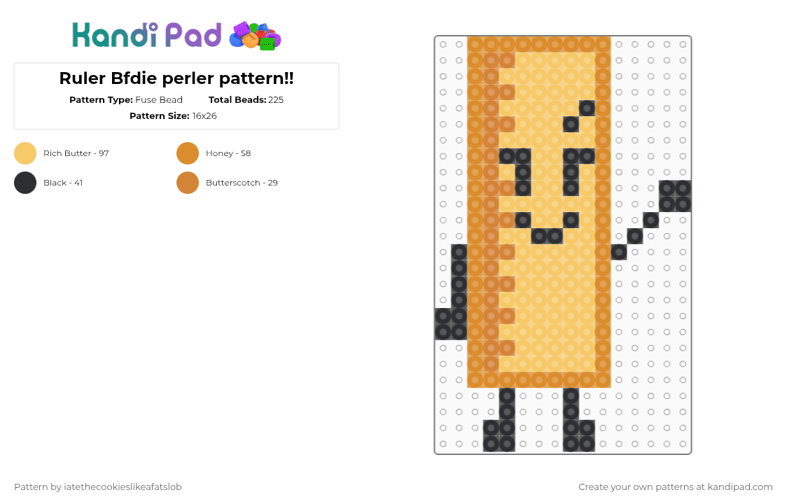Ruler Bfdie perler pattern!! - Fuse Bead Pattern by iatethecookieslikeafatslob on Kandi Pad - orange,yellow,bfdie,ruler bfdie,bfdi,ruler,brown