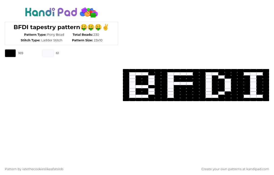 BFDI tapestry pattern🤑🤑🤑✌️ - Pony Bead Pattern by iatethecookieslikeafatslob on Kandi Pad - white,black,tapestry,bfdi,battle for dream island,black and white