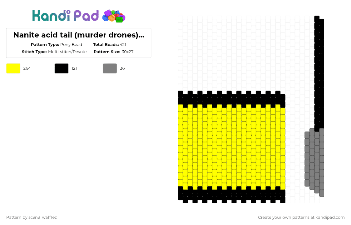 Nanite acid tail (murder drones) read desc - Pony Bead Pattern by sc3n3_waff1ez on Kandi Pad - yellow,murder drones,black,tail