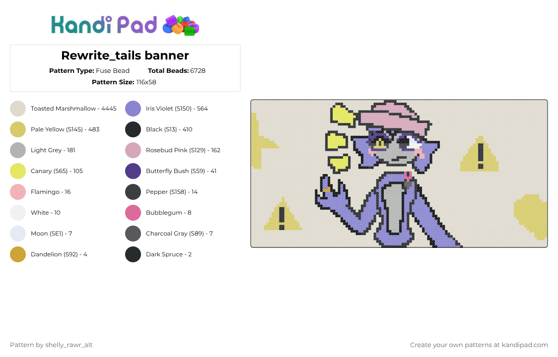 Rewrite_tails banner - Fuse Bead Pattern by shelly_rawr_alt on Kandi Pad - beige