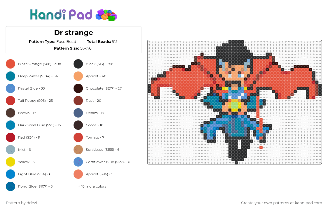 Dr strange - Fuse Bead Pattern by ddez1 on Kandi Pad - colorful, light blue, red, teal