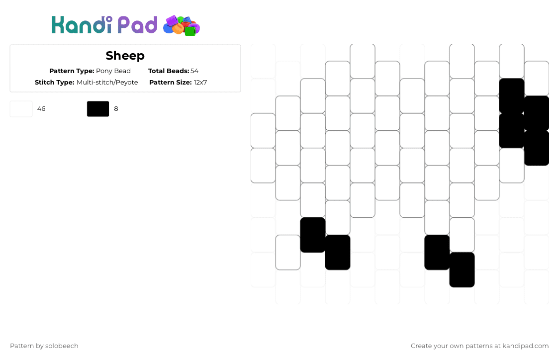 Sheep - Pony Bead Pattern by solobeech on Kandi Pad - white