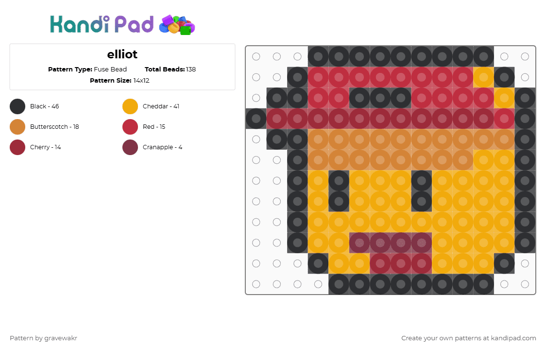 elliot - Fuse Bead Pattern by gravewakr on Kandi Pad - orange, roblox, waap