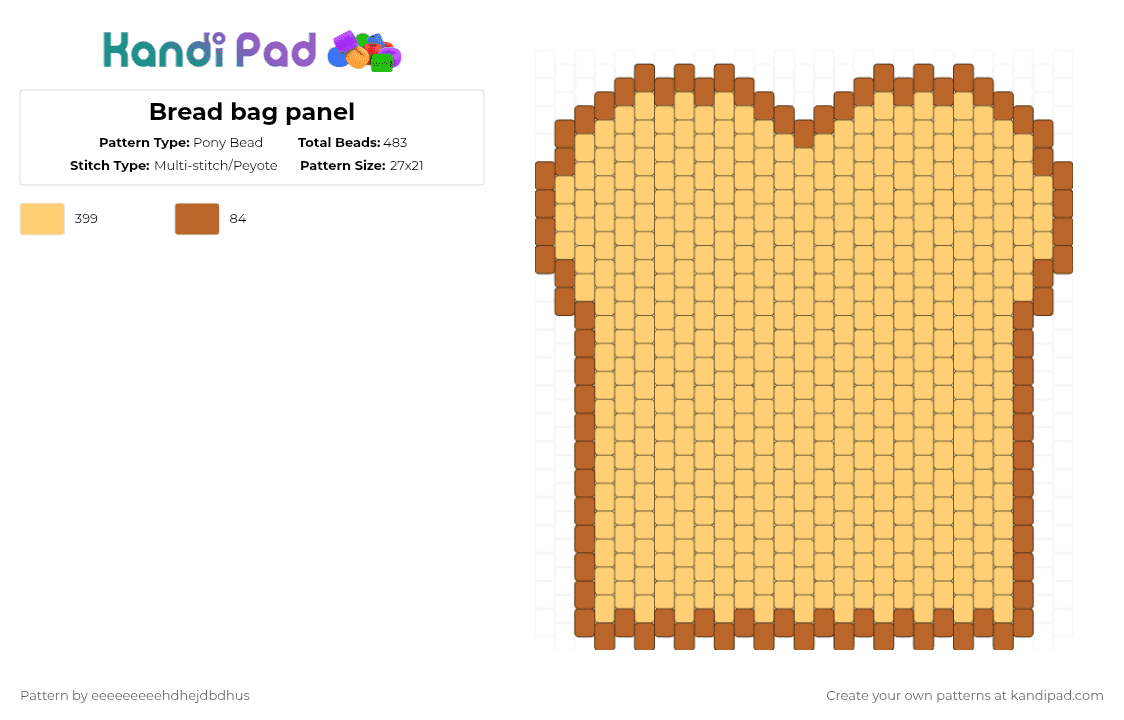 Bread bag panel - Pony Bead Pattern by eeeeeeeeehdhejdbdhus on Kandi Pad - yellow