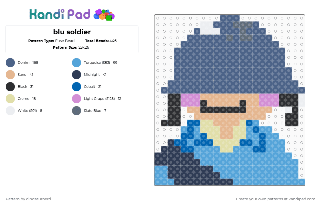 Blu soldier Fuse Bead Pattern - Kandi Pad | Kandi Patterns, Fuse Bead ...