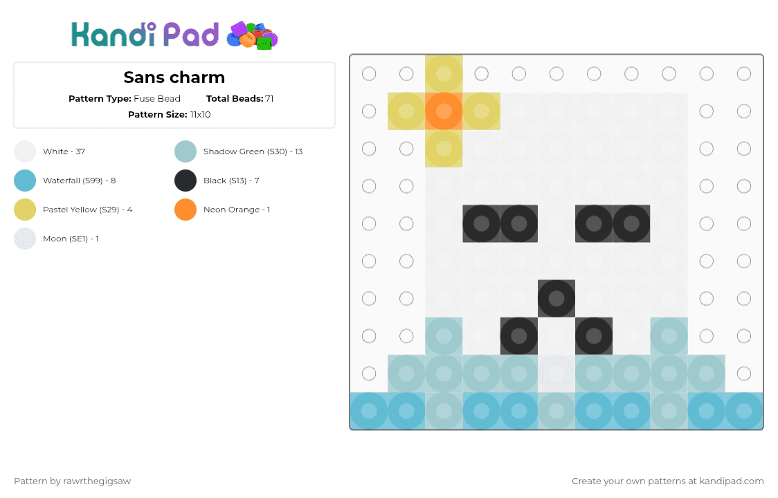 Sans charm - Fuse Bead Pattern by rawrthegigsaw on Kandi Pad - white,light blue