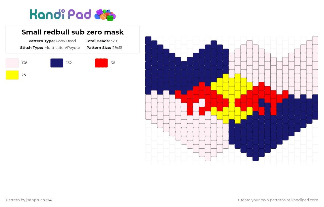 Small redbull sub zero mask - Pony Bead Pattern by jsanpruch374 on Kandi Pad - purple