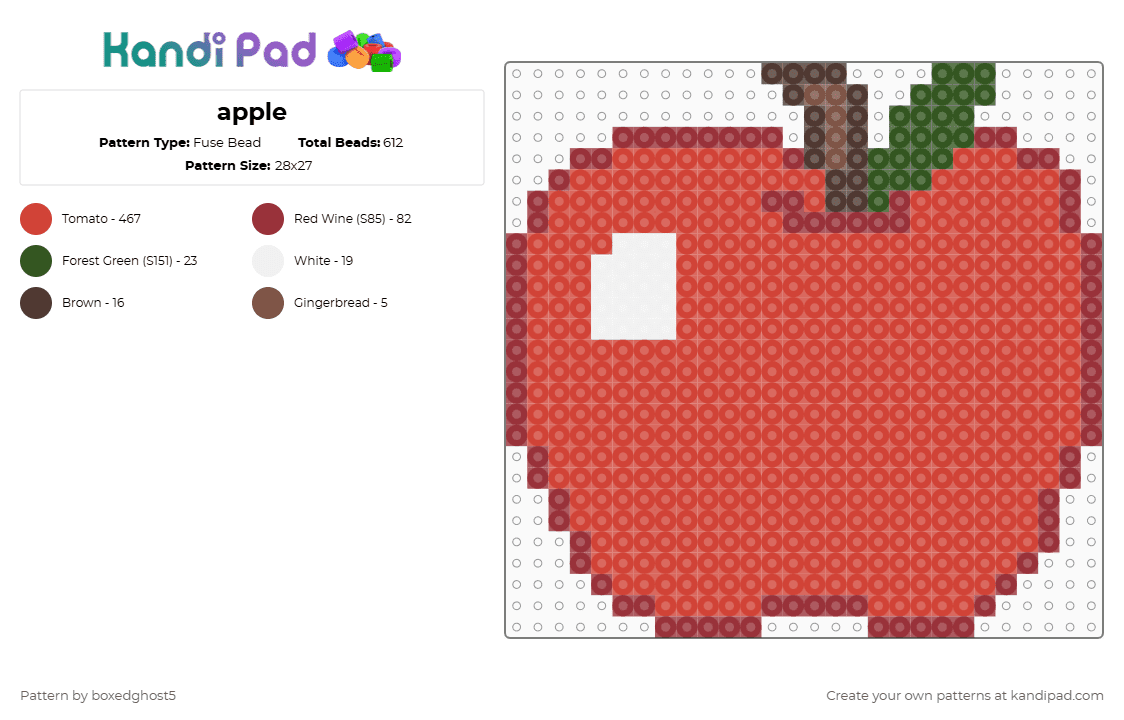 apple - Fuse Bead Pattern by boxedghost5 on Kandi Pad - red