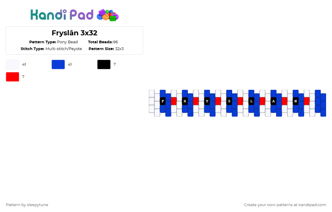 Fryslân [32x3] - Pony Bead Pattern by sleepytune on Kandi Pad - purple,joost,europop